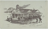 Artist: GILL, S.T. | Title: General Post Office, Bourke st Melbourne | Date: 1854 | Technique: lithograph, printed in black ink, from one stone