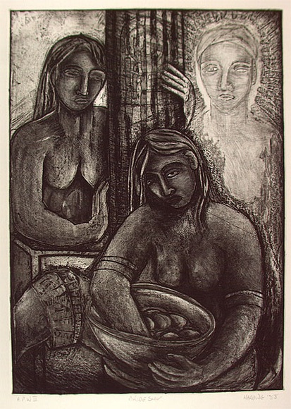 Artist: b'Harding, Richard.' | Title: b'Brideship' | Date: 1988 | Technique: b'etching, printed in black ink, from one stone'