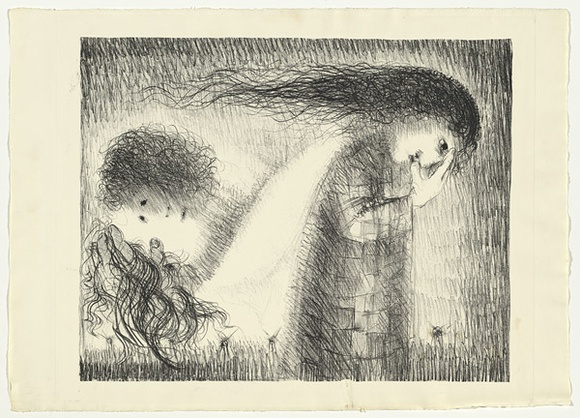 Artist: b'BOYD, Arthur' | Title: b'St Francis when young turning aside.' | Date: (1965) | Technique: b'lithograph, printed in black ink, from one plate' | Copyright: b'Reproduced with permission of Bundanon Trust'