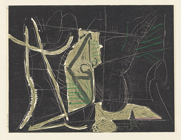 Artist: b'Marsden, David' | Title: b'not titled' | Date: 1985 | Technique: b'woodcut, printed in colour'