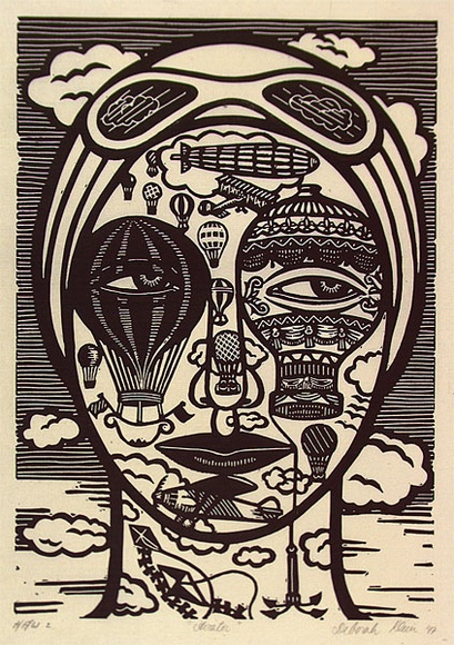 Artist: b'Klein, Deborah.' | Title: b'Aviator' | Date: 1997 | Technique: b'linocut, printed in black ink, from one block'