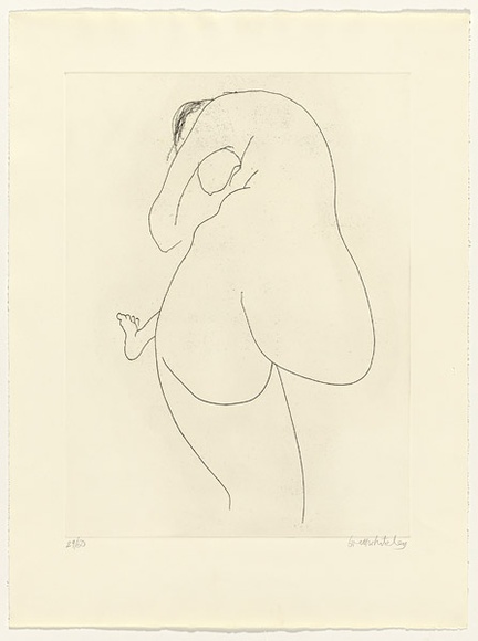 Artist: b'Whiteley, Brett.' | Title: b'Back view' | Date: 1976 | Technique: b'etching, printed in black ink, from one plate' | Copyright: b'This work appears on the screen courtesy of the estate of Brett Whiteley'