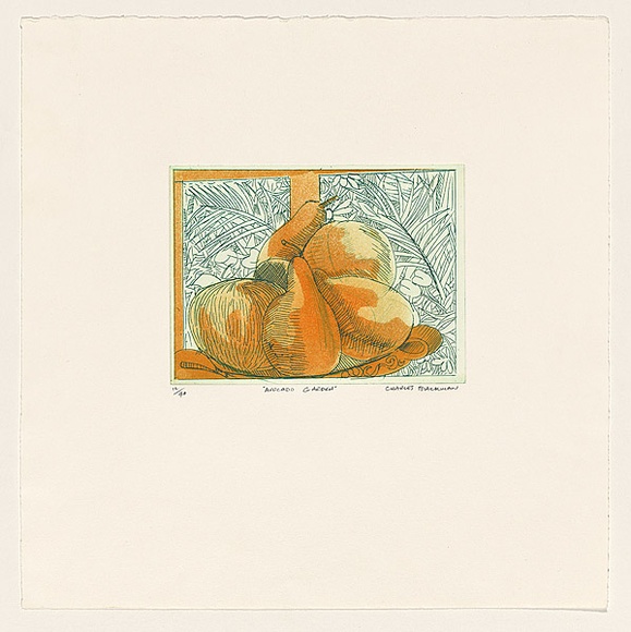 Artist: Blackman, Charles. | Title: Avocado garden. | Date: (1977) | Technique: etching and aquatint, printed in colour, from multiple plates