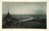 Artist: LINDSAY, Lionel | Title: The Morning star, Toledo | Date: 1938 | Technique: spririt-ground aquatint and burnishing, printed in blue ink, from one plate | Copyright: Courtesy of the National Library of Australia