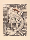 Artist: Hay, Bill. | Title: Darren Knight. The bookmaker | Date: 1989 | Technique: lithograph, printed in black ink, from one plate; hand-coloured