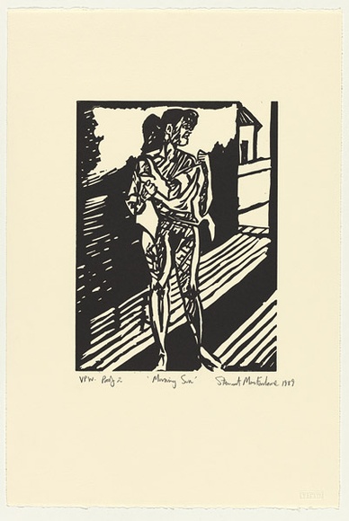 Artist: b'MacFarlane, Stewart.' | Title: b'Morning sun' | Date: 1984 | Technique: b'linocut, printed in black ink, from one block'