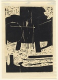 Artist: b'Salkauskas, Henry.' | Title: b'Black Harbour.' | Date: 1961 | Technique: b'linocut, printed in black ink, from one block' | Copyright: b'\xc2\xa9 Eva Kubbos'