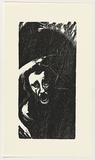 Artist: AMOR, Rick | Title: not titled (screaming male face 1). | Date: (1990) | Technique: woodcut, printed in black ink, from one block
