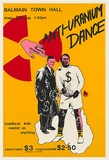 Artist: b'EARTHWORKS POSTER COLLECTIVE' | Title: b'Anti-uranium dance. Balmain Town Hall.' | Date: 1978 | Technique: b'screenprint, printed in colour, from four stencils'