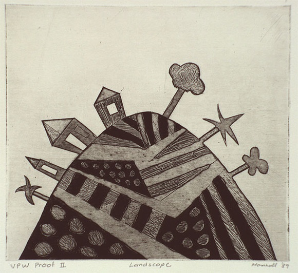 Artist: b'Marshall, John.' | Title: b'Landscape' | Date: 1989 | Technique: b'etching, printed in black ink, from one plate'