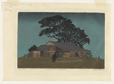 Artist: b'Palmer, Ethleen.' | Title: bFarrell's shed, Newport | Date: 1935 | Technique: b'linocut, printed in colour, from multiple blocks'