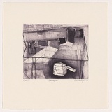 Artist: Cummings, Elizabeth. | Title: Saucepan. | Date: 2001 | Technique: etching and aquatint, printed in black ink, from one plate