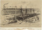 Artist: GILL, S.T. | Title: Dry Dock, Balmain. | Date: 1856 | Technique: lithograph, printed in black ink, from one stone