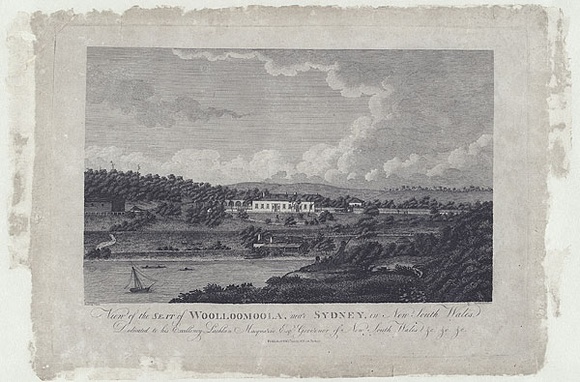 Title: b'View of the seat of Woolloomoola, near Sydney, in New South Wales.' | Date: 1813 | Technique: b'engraving, printed in black ink, from one copper plate'