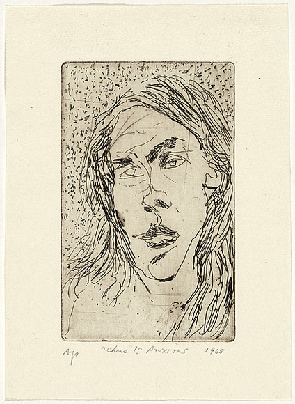 Artist: b'WALKER, Murray' | Title: b'Chris is anxious' | Date: 1965 | Technique: b'etching, printed in black ink, from one plate'