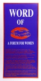 Artist: b'Green Ant Research Arts and Publishing.' | Title: b'Word of ... A Forum for Women' | Date: 1992 | Technique: b'offset-lithograph, printed in colour, from two process plates'