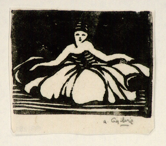 Artist: b'OGILVIE, Helen' | Title: b'(Ballerina)' | Technique: b'linocut, printed in black ink, from one block'