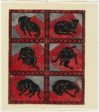 Artist: b'Thorpe, Lesbia.' | Title: b'When in doubt - wash' | Date: 1994 | Technique: b'linocut, printed in colour, from three blocks'