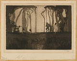 Artist: LONG, Sydney | Title: Pan | Date: 1919 | Technique: line-etching and aquatint, printed in sepia ink, from one copper plate | Copyright: Reproduced with the kind permission of the Ophthalmic Research Institute of Australia