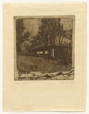 Artist: b'TRAILL, Jessie' | Title: b'Possum time: Harfra at night.' | Date: 1921 | Technique: b'softground-etching with foul-biting, printed in brown ink with plate-tone and wiped highlights, from one plate'