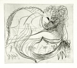 Artist: BOYD, Arthur | Title: Resting figure with small nude inset. | Date: (1968-69) | Technique: drypoint and etching, printed in black ink, from one plate | Copyright: Reproduced with permission of Bundanon Trust