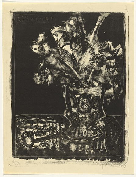 Artist: b'SELLBACH, Udo' | Title: b'Crystal vase' | Date: 1952 | Technique: b'lithograph, printed in black ink, from one stone [or plate]'