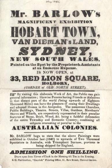 Mr. Barlow's magnificent exhibition of Hobart Town, Van Dieman's Land and Sydney New South Wales.