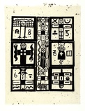 Artist: b'LINES, Benedict' | Title: b'SP for a year, part 2' | Date: 1985 | Technique: b'linocut, printed in black ink, from one block'