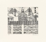 Artist: Bray, Vincent. | Title: not titled [power station] | Date: 2001 | Technique: etching, printed in black ink, from one plate