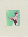 Artist: b'Johnson, Tim.' | Title: b'Girl with shoe.' | Date: 1979 | Technique: b'screenprint, printed in colour, from multiple stencils' | Copyright: b'\xc2\xa9 Tim Johnson'