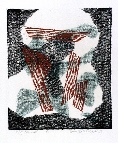 Artist: b'Hawkins, Weaver.' | Title: b'Surfaces harmonized' | Date: c.1961 | Technique: b'woodcut, printed in colour, from multiple blocks' | Copyright: b'The Estate of H.F Weaver Hawkins'