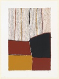 Artist: b'Kantilla, Kitty. (Kutuwalumi Purawarrumpatu).' | Title: bJilamarra - 4 blocks of solid 'spot' with lines radiating to the top infill of dots between the lines | Date: 1997, November | Technique: b'etching, printed in colour, from multiple zinc plates'