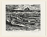 Artist: b'Carter, Ray.' | Title: b'Back to the future - wind + will' | Date: 1999, October | Technique: b'linocut, printed in black ink, from one block'