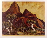 Artist: b'Mansell, Byram.' | Title: b'Sentinel rock' | Date: c.1946 | Technique: b'photographic lithograph, printed in colour, from process plates'