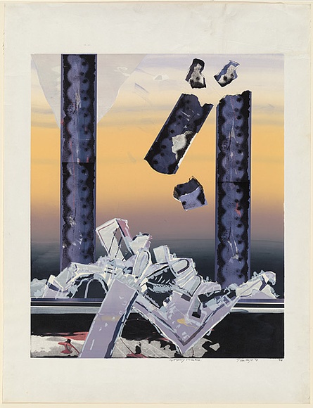 Artist: b'Senbergs, Jan.' | Title: b'Collapsing structure' | Date: 1968 | Technique: b'screenprint, printed in colour, from multiple stencils' | Copyright: b'\xc2\xa9 Jan Senbergs. Licensed by VISCOPY, Australia'