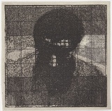 Artist: MADDOCK, Bea | Title: Head I: Etching experiment | Date: 1972 | Technique: photo-etching and aquatint, printed in black ink, from one plate