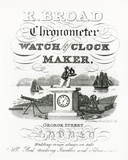 Artist: b'Carmichael, John.' | Title: b'R.Broad chronometer watch and clock maker' | Date: 1833 | Technique: b'engraving, printed in blue ink, from one copper plate'