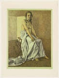 Artist: b'Dunlop, Brian.' | Title: b'not titled [seated woman]' | Date: 1985 | Technique: b'offset lithograph, printed in colour, from multiple stones'