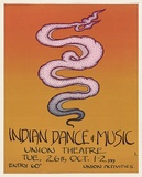 Artist: EARTHWORKS POSTER COLLECTIVE | Title: Indian dance & music, Union Theatre. | Date: 1976 | Technique: screenprint, printed in colour, from four stencils
