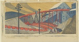 Artist: b'Spowers, Ethel.' | Title: b'The works, Yallourn.' | Date: 1933 | Technique: b'linocut, printed in colour, from seven blocks'