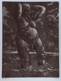 Artist: Gray, Rodney. | Title: not titled [large figure in water] | Date: 1997, October | Technique: etching, printed in black ink, from one plate