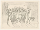 Artist: b'WIGHT, Normana' | Title: b'not titled [keeping quiet]' | Date: 1990 | Technique: b'lithograph, printed in grey ink, from one stone'