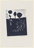 Artist: b'Deeaggadditt Phillips, Dennis.' | Title: b'The Boy with one eye: the Fight' | Date: 1986 | Technique: b'linocut, printed in dark blue ink, from one block'