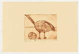 Artist: b'EBATARINJA, Tabbea' | Title: b'Emu' | Date: 2004 | Technique: b'drypoint etching, printed in brown ink, from one perspex plate'