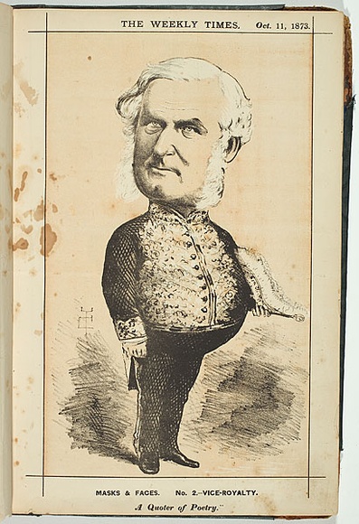 Title: b'Vice-royalty [Sir George F. Bowen G.C.M.G., Govenor of Victoria].' | Date: 11 October 1873 | Technique: b'lithograph, printed in colour, from multiple stones'