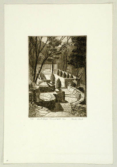 Artist: b'PLATT, Austin' | Title: b'Scouts Chapel, Pennant Hills' | Date: 1934 | Technique: b'etching, printed in black ink, from one plate'