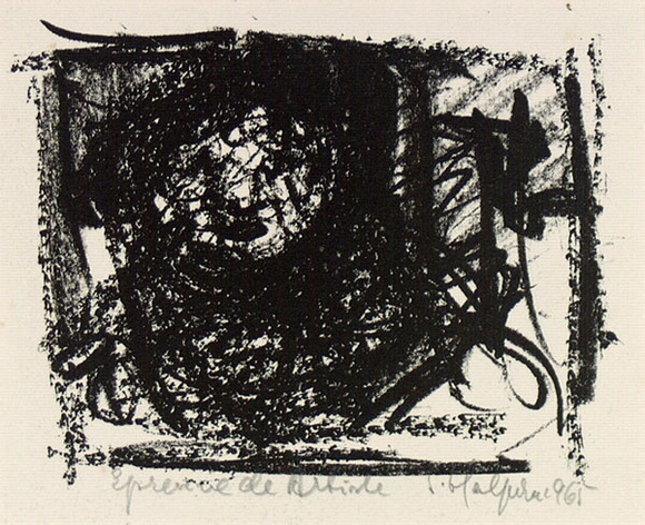 Artist: b'Halpern, Stacha.' | Title: b'not titled [Portrait in frame]' | Date: 1965 | Technique: b'lithograph, printed in black ink, from one stone'