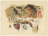 Artist: MACQUEEN, Mary | Title: Apollo Bay | Date: 1961 | Technique: lithograph, printed in colour, from multiple plates | Copyright: Courtesy Paulette Calhoun, for the estate of Mary Macqueen