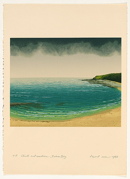 Artist: b'ROSE, David' | Title: b'Clouds and sunshine, Bateau Bay' | Date: 1980 | Technique: b'screenprint, printed in colour, from eighteen stencils'