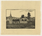 Artist: TRETHOWAN, Edith | Title: The paddock. | Date: c.1932 | Technique: wood-engraving, printed in black ink, from one block